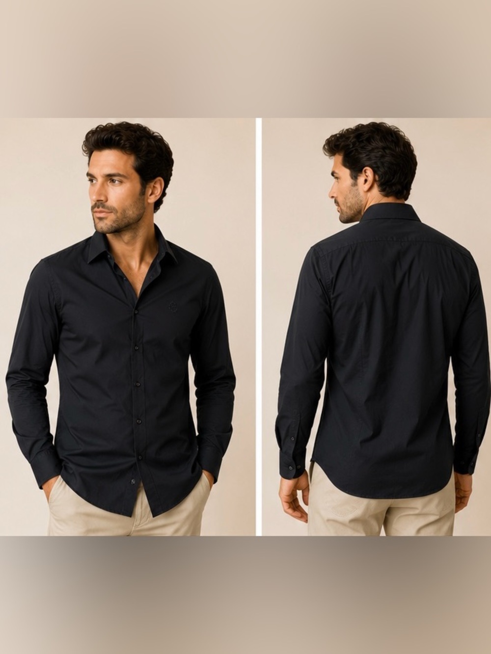 Roberto Cavalli Black Dress Shirt XL 17 34/35 Button Down